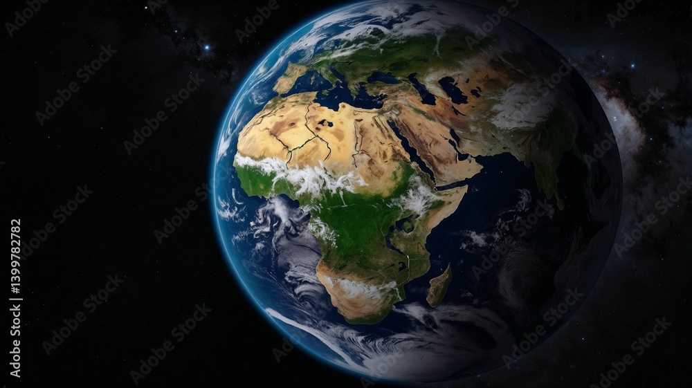 Fototapeta premium Epic background , big world isolate black background , realistic .