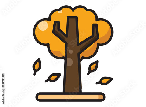 Set icon of an Autumn Season Fall Tree