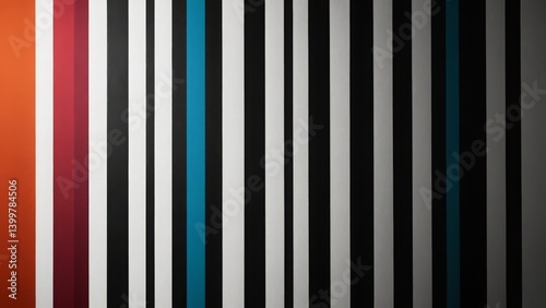 Vertical stripes in black, white, and colors, forming a bold and modern abstract pattern
