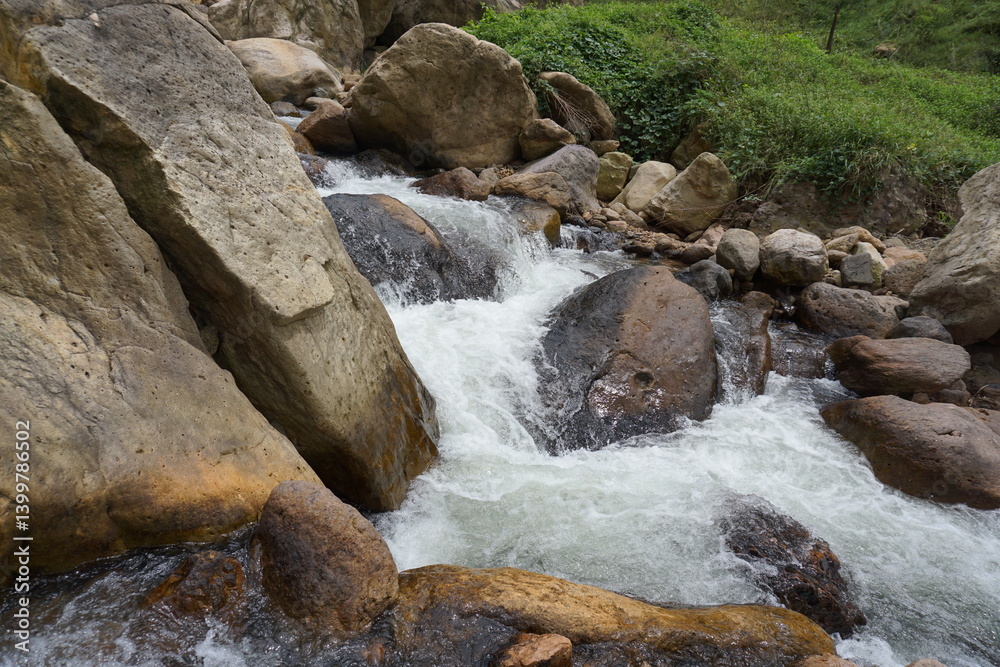 Rushing waterfall adventure nature reserve photo rocky terrain close-up tranquility