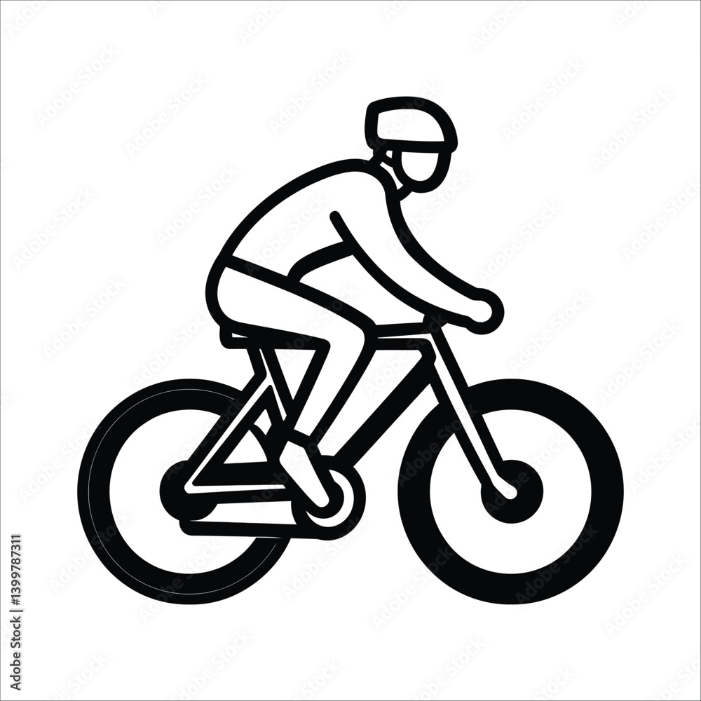 Fototapeta premium Minimalist Cyclist Illustration – Representation of Sport and Outdoor Activity Vector Art