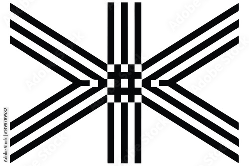 crosswalk line art on busy city sidewalk scene