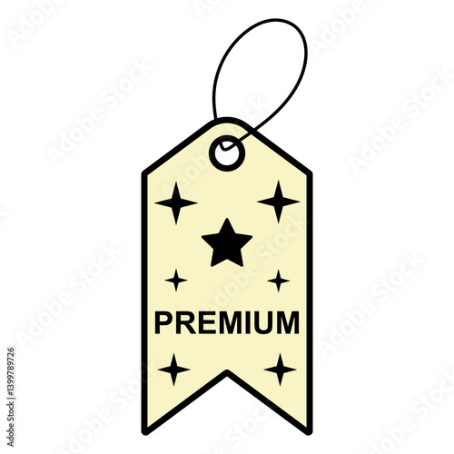Luxury premium label tag with stars, ideal for marketing visuals