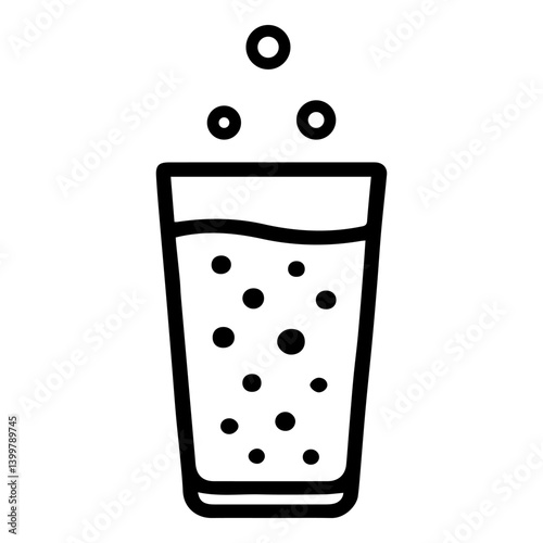 Glass with soda, sparkling water, fizzy water with bubbles