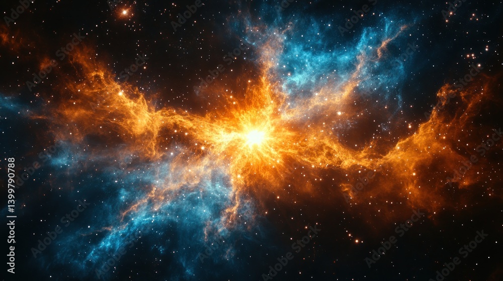 Cosmic explosion in nebula with stars Cosmic explosion in nebula with stars