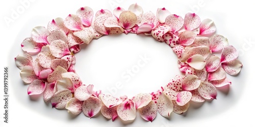Pink and White Flower Petals Macro Photography, Closeup Floral Circle, Speckled Blossom Detail, Botanical Image, Nature Texture
