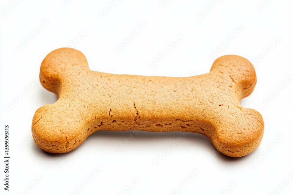 Isolated bone shaped biscuit on a plain light surface close up view shot Isolated bone shaped biscuit on a plain light surface close up view shot