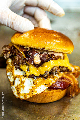 Cheeseburger with double beef patties and melty cheddar.