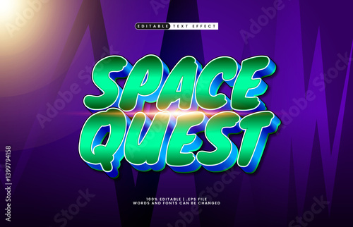 space quest editable text effect with a cosmic and galaxy text effect