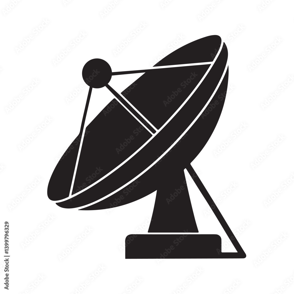 Satellite Antenna Dish Flat Vector Symbol for Communication and Broadcast Satellite Antenna Dish Flat Vector Symbol for Communication and Broadcast