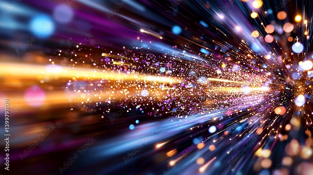 Naklejka premium Abstract light burst vivid colors and motion trails