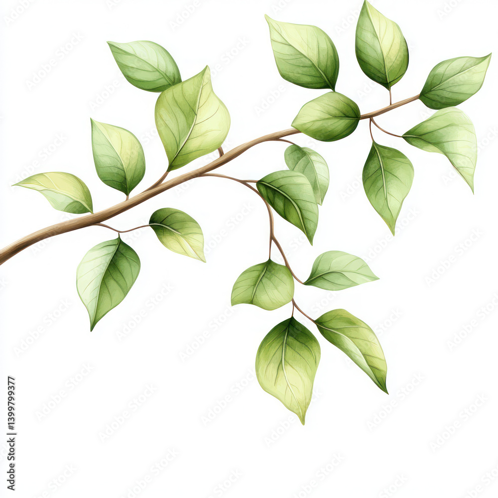 Obraz premium green leaves on white background