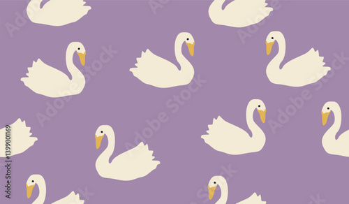 Cute swan pattern background vector design