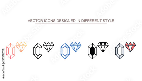 Gemstone icon design with white background stock illustration