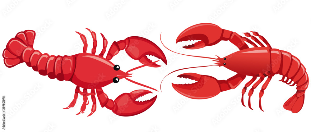 red lobster isolated on white vector illustration icon design