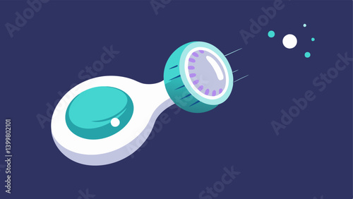 Facial Cleansing Device A futuristic facial cleansing brush with glowing nanotechnology bristles shown in action scrubbing away impurities with visual effects to signify