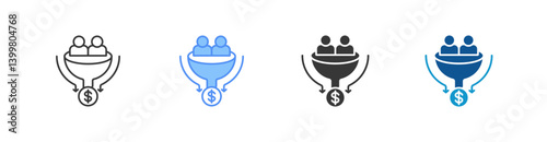 Sales Pipeline Multistyle Icon Sheet