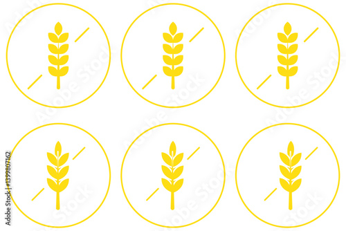 Set of Gluten free label vector icons set. No wheat symbols templates design for gluten free food package or dietetic product nutrition sign. Vector Illustration. Vector Graphic