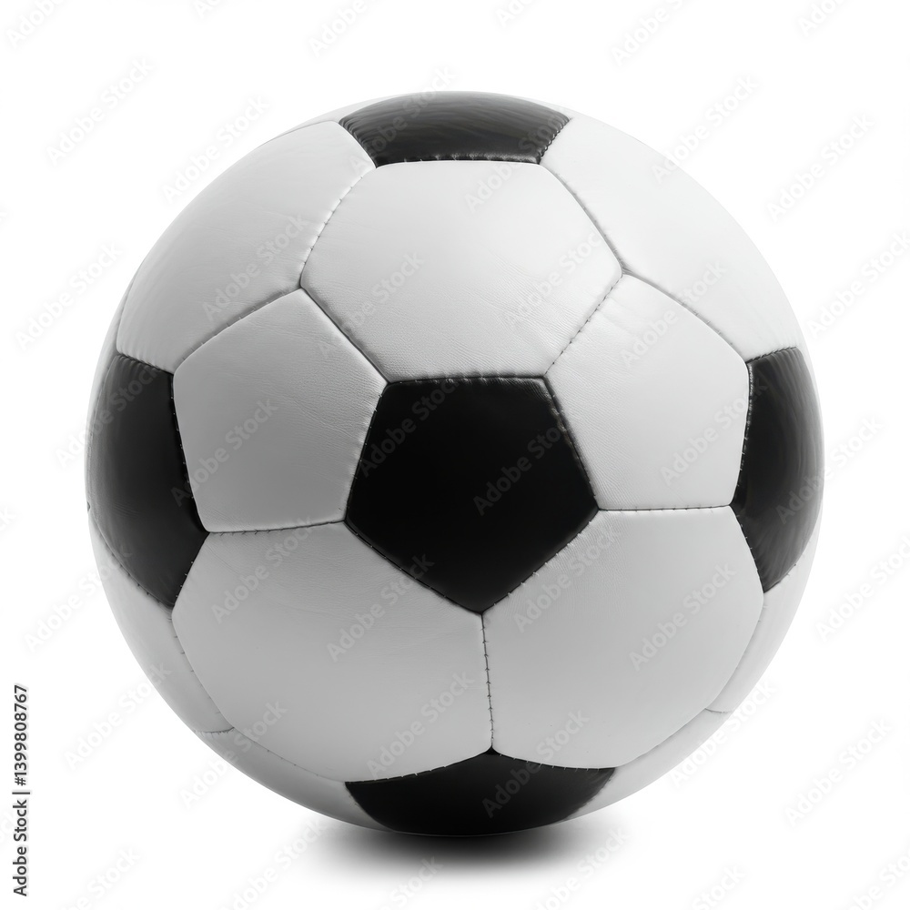 Fototapeta premium Soccer ball with pentagons and hexagons on white background