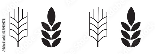 Set of Gluten free label vector icons set. No wheat symbols templates design for gluten free food package or dietetic product nutrition sign. Vector Illustration. Vector Graphic