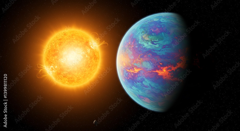 Naklejka premium Solar Embrace AI Generated