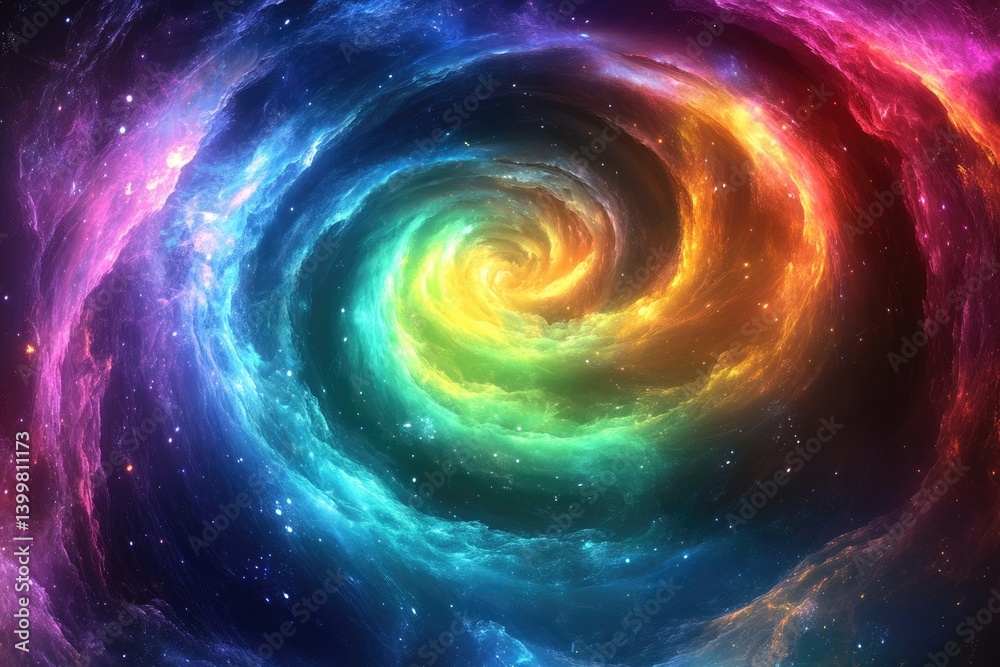 A vibrant, swirling nebula in space, displaying a rainbow of colors and cosmic dust. A vibrant, swirling nebula in space, displaying a rainbow of colors and cosmic dust.