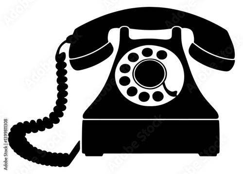 DialCraft Elegant Vector Dialer Telephone Emblem RetroRingMark Dynamic Telephone Symbol.Vintage rotary telephone silhouette retro communication technology.
