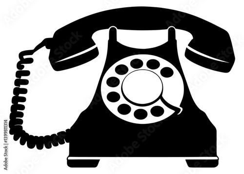 DialCraft Elegant Vector Dialer Telephone Emblem RetroRingMark Dynamic Telephone Symbol.Vintage rotary telephone silhouette retro communication technology.
