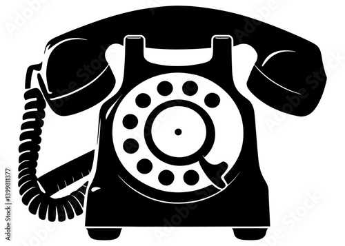 DialCraft Elegant Vector Dialer Telephone Emblem RetroRingMark Dynamic Telephone Symbol.Vintage rotary telephone silhouette retro communication technology.
