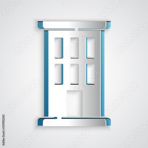 Paper cut House icon isolated on grey background. Home symbol. Paper art style. Vector