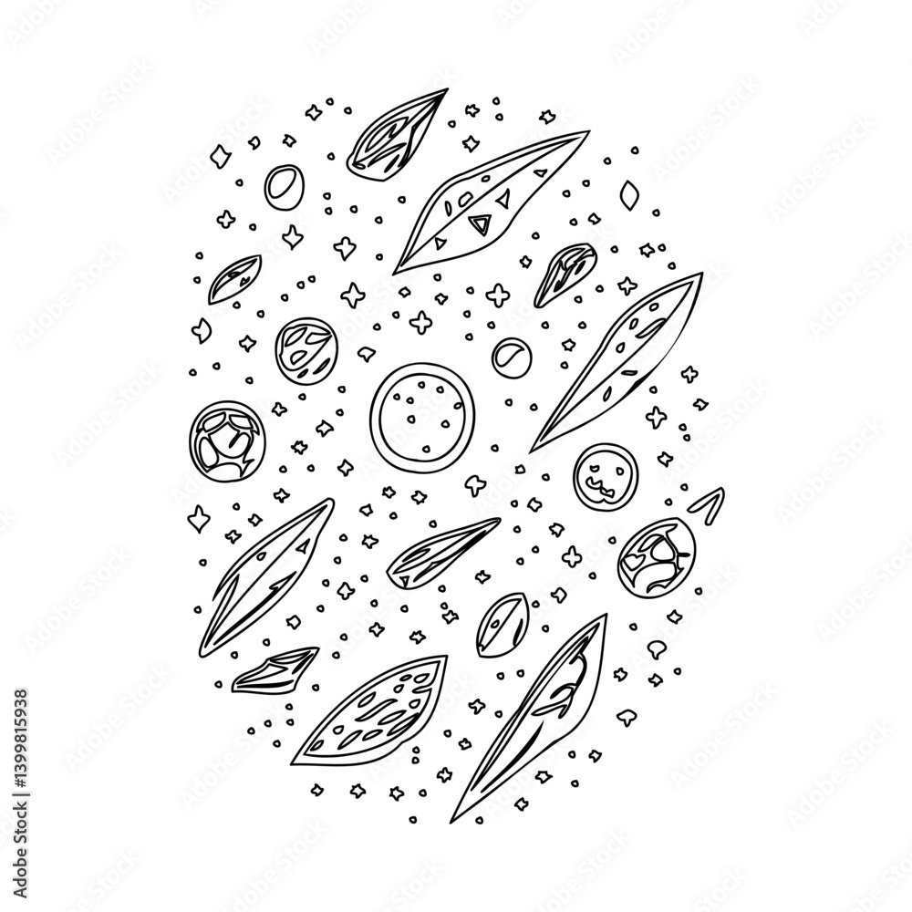 Stylized Cosmic Spores and Space Dust Ensemble