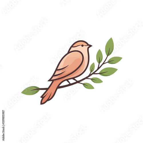 Bird perched on a branch with leaves