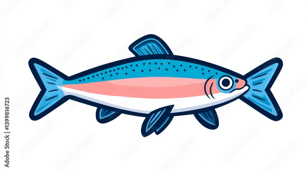 Fototapeta premium a rainbow trout minimalist icon, modern graphic design, flat style, soft color tones, isolated on white background