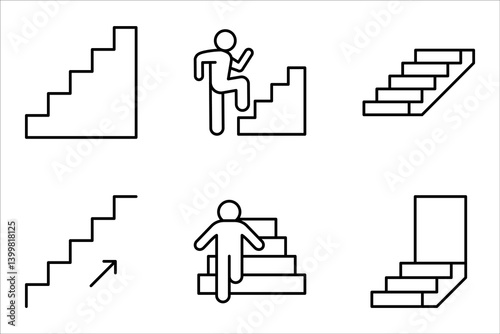 Stairs symbol set. Stairs vector icons. Stairway symbols. vector illustration on white background