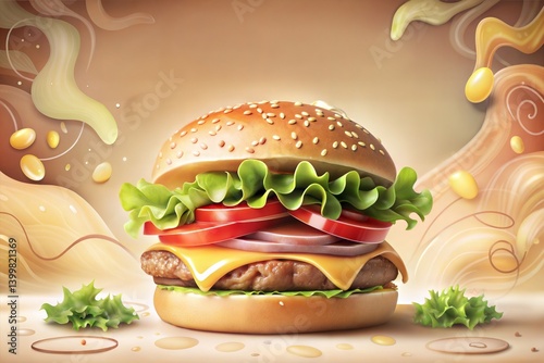 Delicious Burger image, Delicious Burger Close-Up Artistic Background