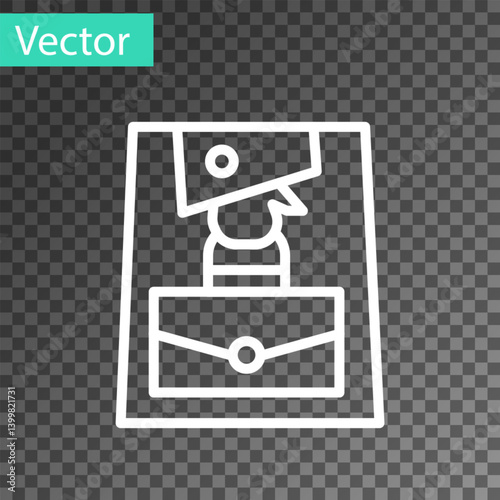 White line Handbag icon isolated on transparent background. Female handbag sign. Glamour casual baggage symbol. Vector