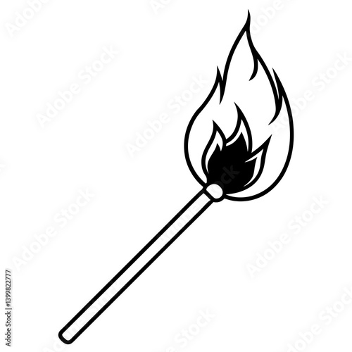 vector illustration of a burning match