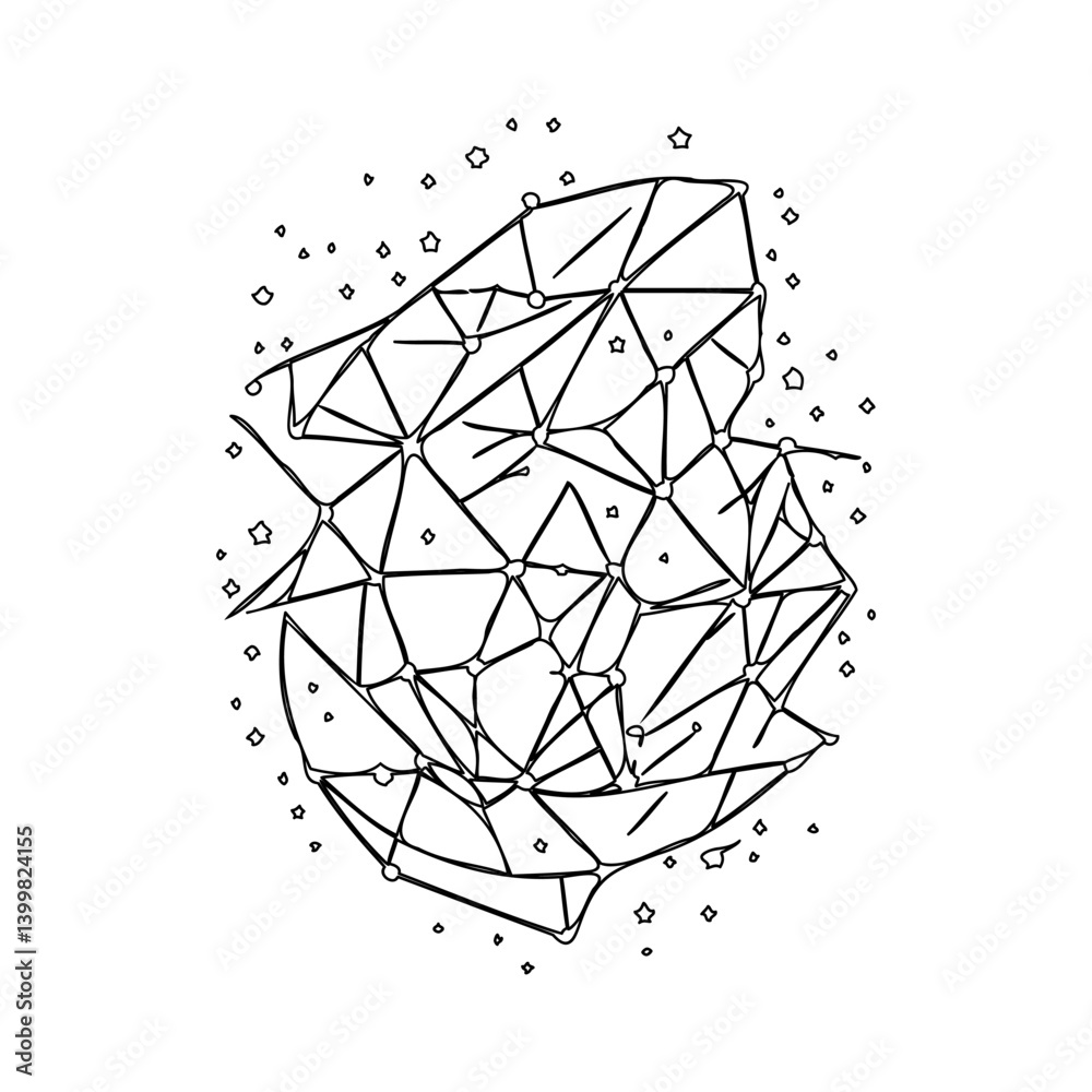 Complex Network of Polygons and Nodes Artwork Complex Network of Polygons and Nodes Artwork