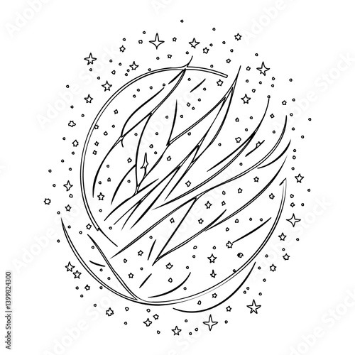 Doodle Sketch of Celestial Magic With Sparkles