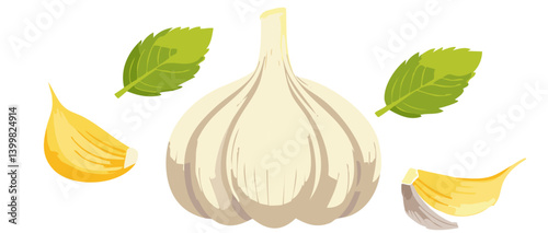 Obraz na płótnie fresh garlic falling vector icon design w salonie