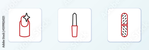 Set line Nail file, manicure and icon. Vector