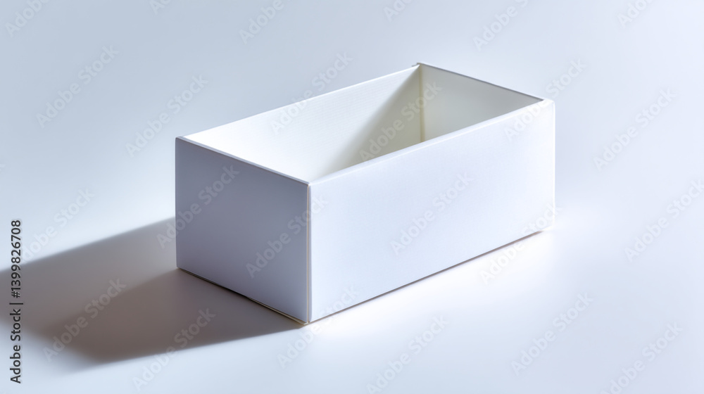 Naklejka premium White cardboard box mockup template for product presentation and packaging design on clean background