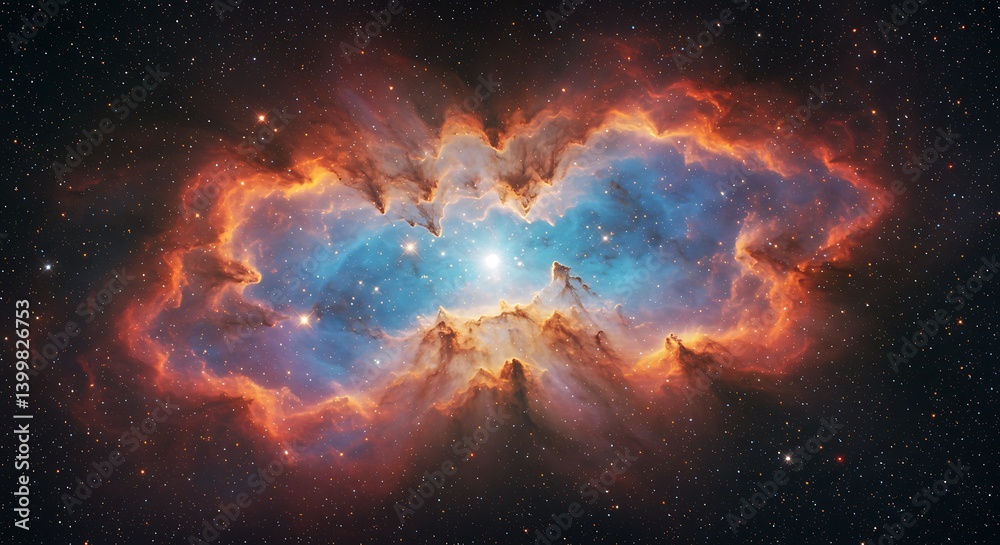 Fototapeta premium Cosmic Butterfly's Embrace AI Generated