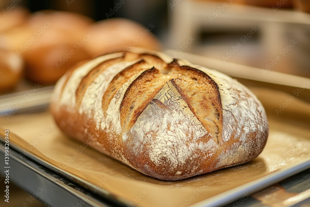 Freshly baked loaf of bread with flour dusting Freshly baked loaf of bread with flour dusting
