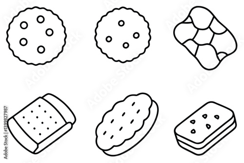shortbread line art sweet biscuit illustration for kitchen