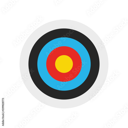 simple archery target with colorful bullseye vector illustration. archery target for business element. Colorful bullseye symbol with concentric circles in red, blue, yellow, and black for sports