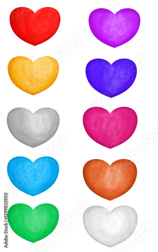 set of colorful hearts