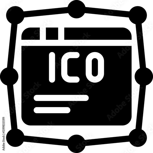 -_ICO, blockchain, cryptocurrency, investment, fundraising Glyph editable icon. Editable stroke. Vector illustration.