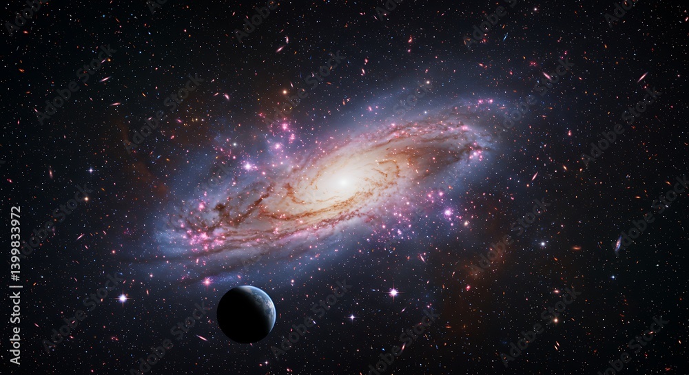 Obraz premium Cosmic Bloom and Silent Witness AI Generated