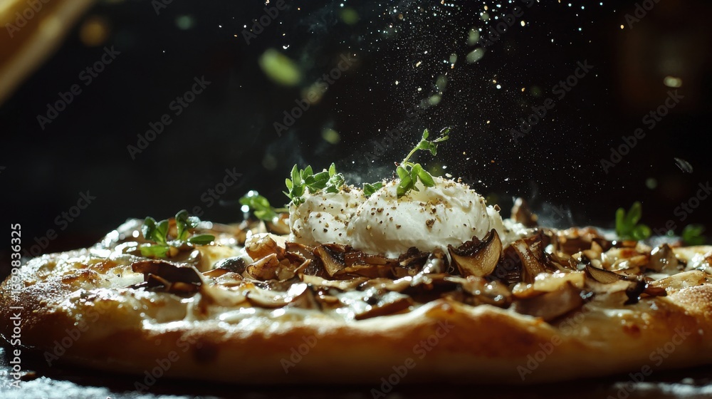 a hyper-realistic studio photo of a gourmet pizza,